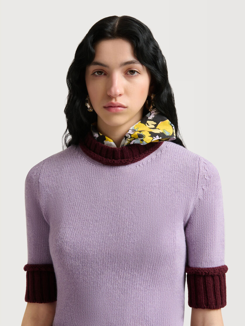 Purple wool blend jumper with contrast trims, Image 5
