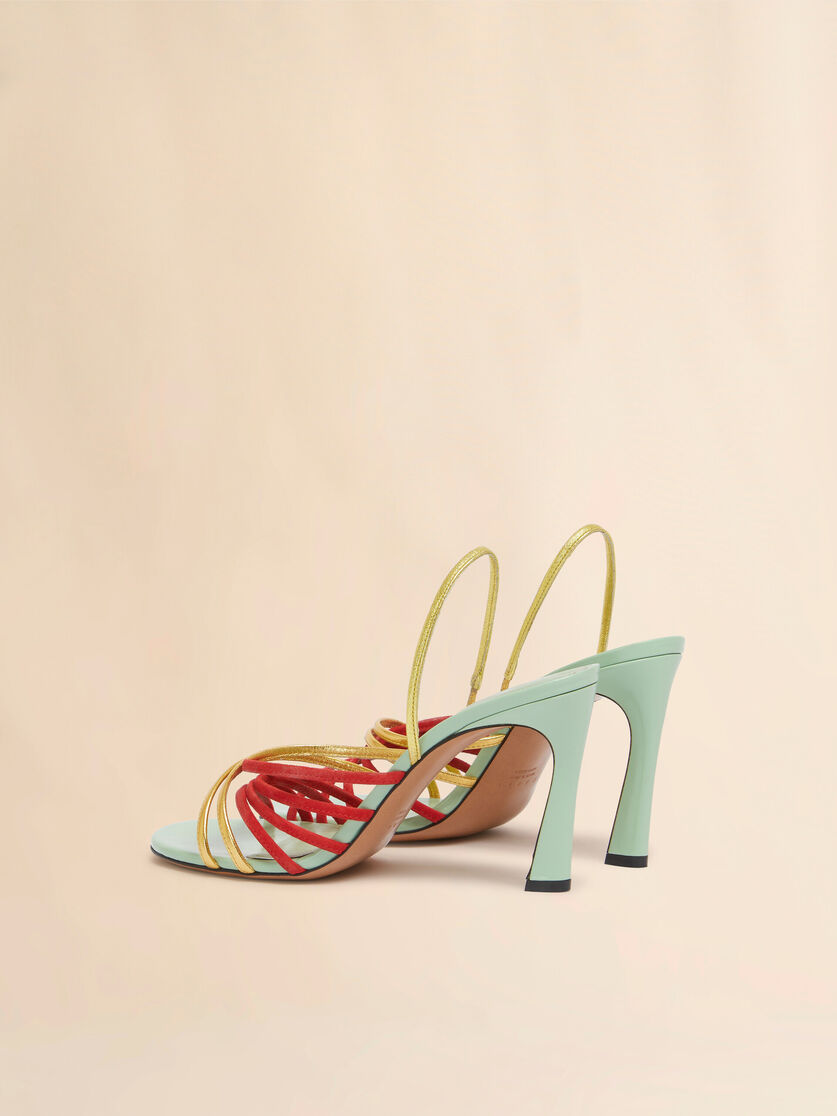 Sandale New Wave aus Wildleder und grünem Metallic-Leder - Sandalen - Image 3