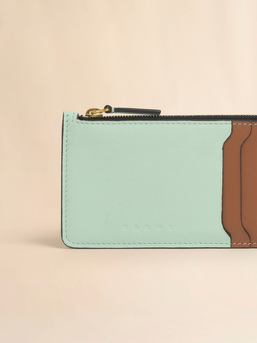 Beige, blue, and light blue leather Trunkaroo cardholder - Wallets - Image 4