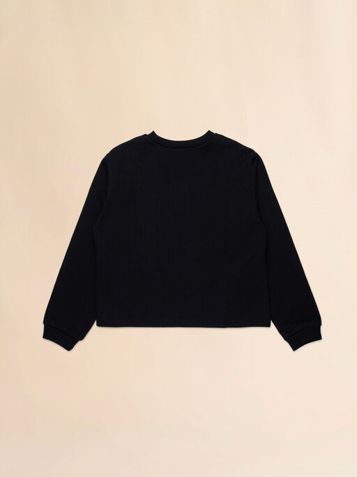 Black cotton sweatshirt with watercolour patch - Sweaters