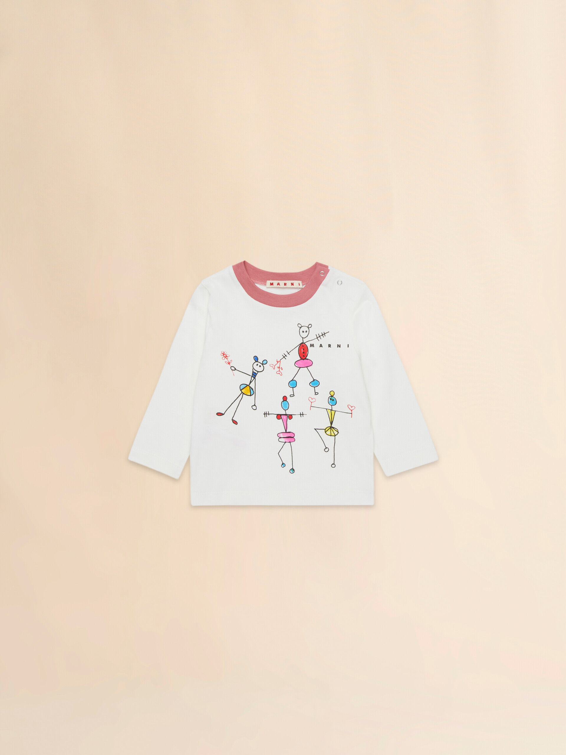 Off-white cotton sweatshirt with Fiorellini/Stecchini print | Marni Off-white cotton sweatshirt with Fiorellini/Stecchini print | Marni