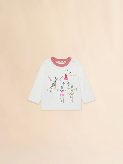 Off-white cotton sweatshirt with Fiorellini/Stecchini print - T-shirts