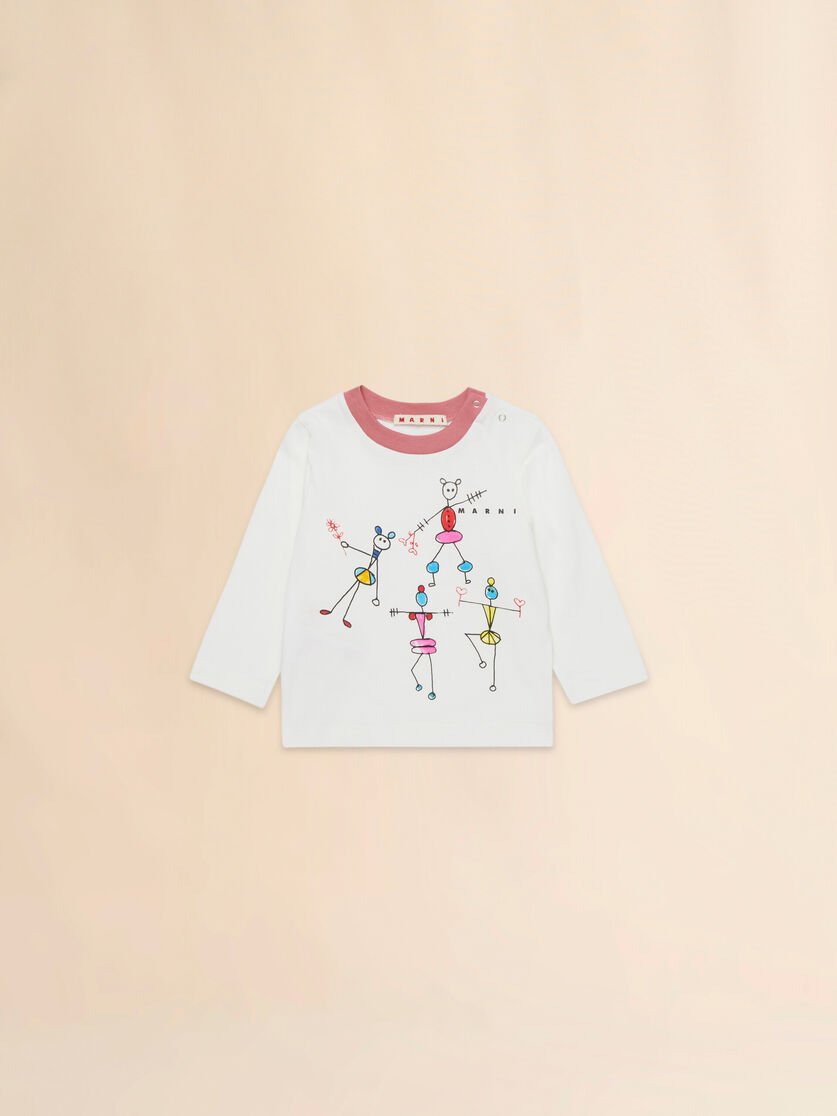 Off-white cotton sweatshirt with Fiorellini/Stecchini print - T-shirts - Image 1