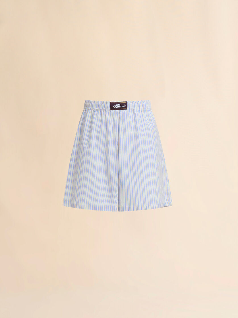 Light blue striped poplin Bermuda shorts - Swimwear - Image 1
