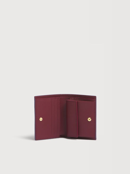 Taupe, ruby and purple saffiano leather bifold wallet - Wallets