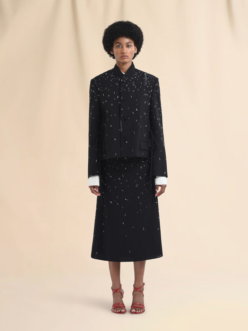Schwarze Jacke aus Wolle mit Perlendetail - Jacken - Image 2