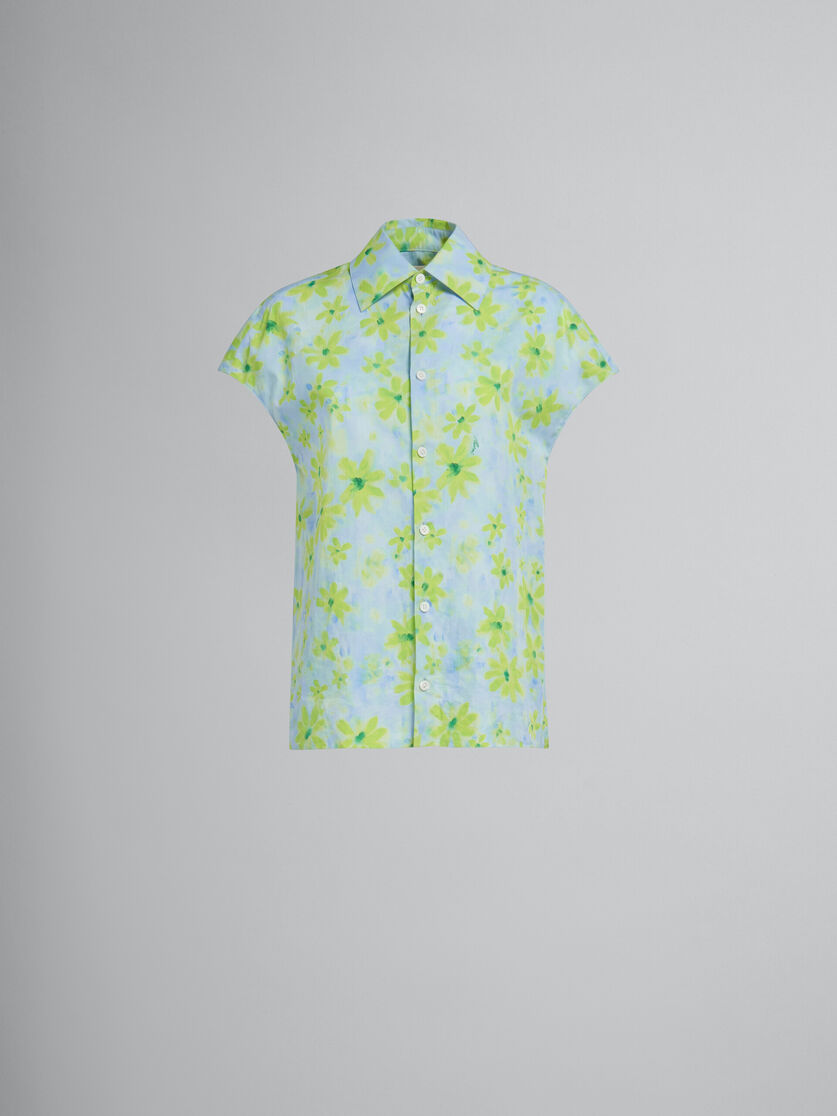 Hellgrünes Kokonhemd aus Popeline mit Parade-Print - Hemden - Image 1