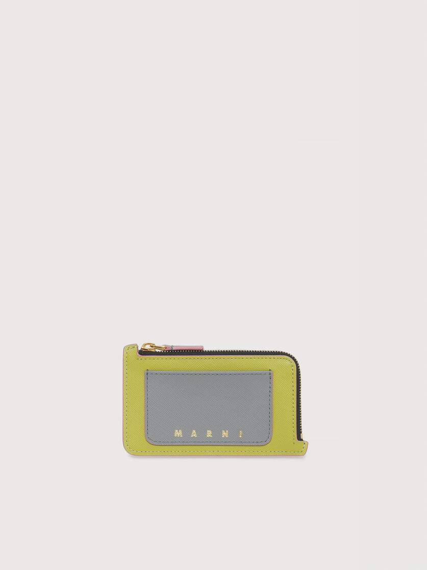 ブラウン、ブラック＆グレー レザー Trunkジップカードホルダー, Image 1