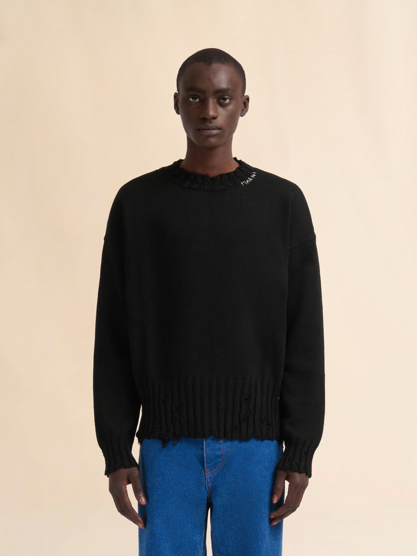 Black twisted crewneck sweater - Pullovers - Image 2