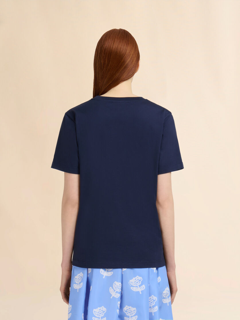Deep blue organic cotton T-shirt with Marni patch - T-shirts - Image 3