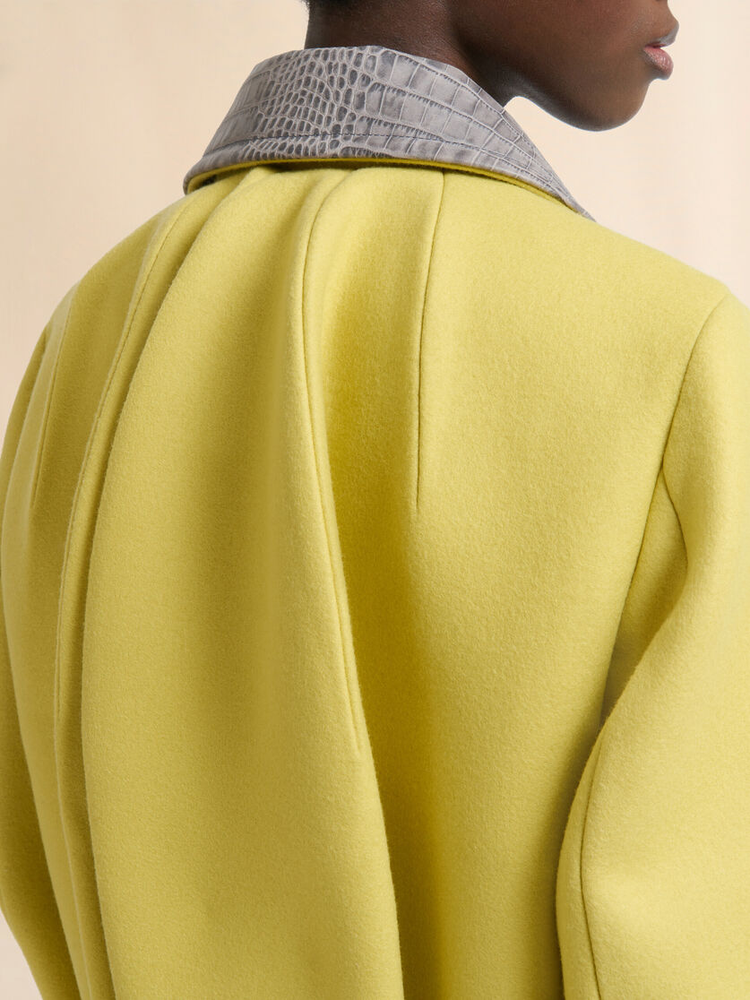 Yellow wool felt jacket with leather details - Jackets - Image 5
