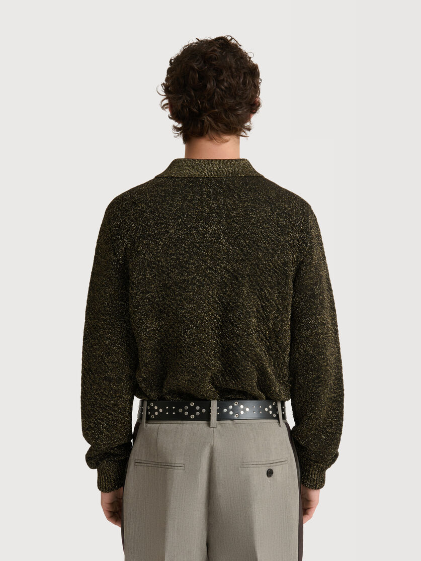 Black wool polo jumper with lurex detailing, Image 4