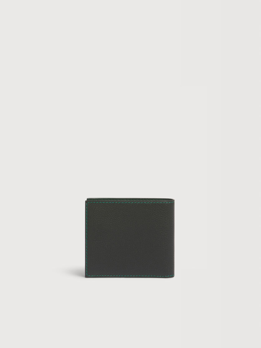 Black leather bifold wallet with contrast stitching, Image 3