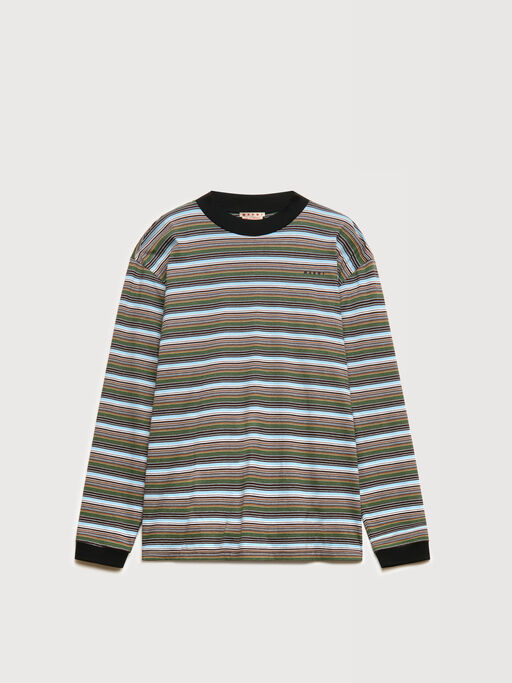 Multicolour striped cotton long-sleeved T-shirt - Shirts