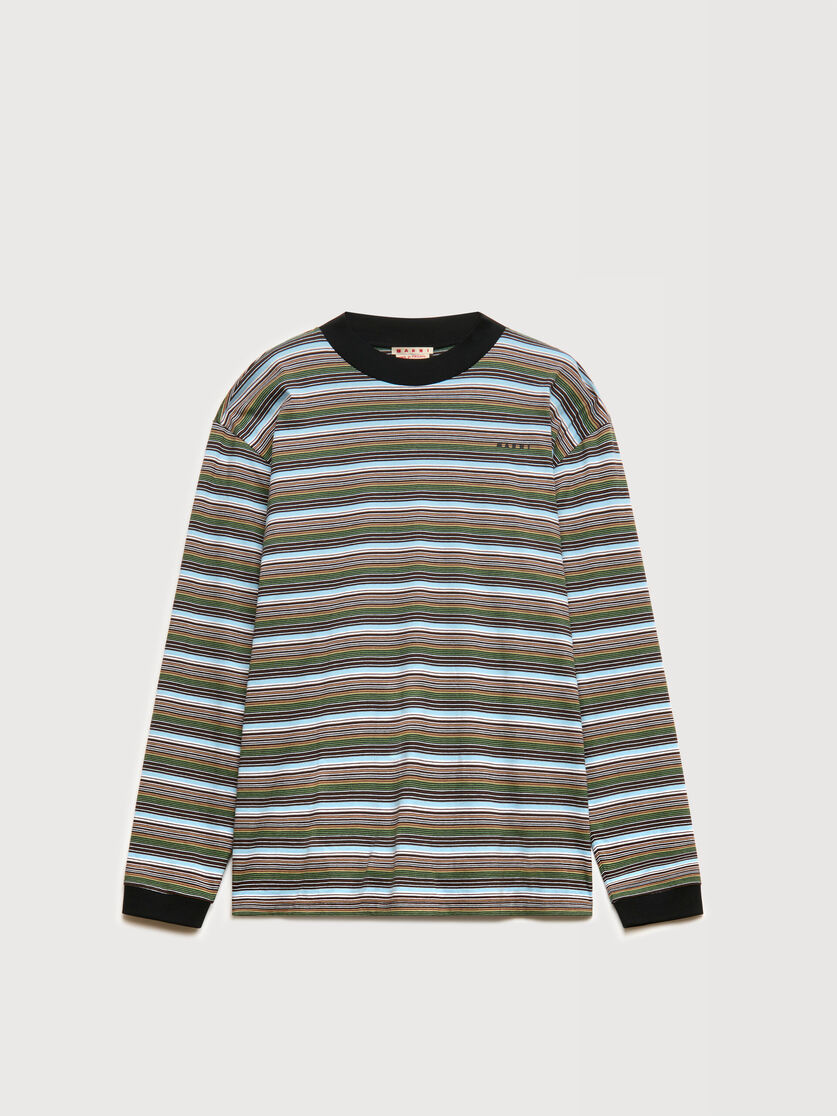 Multicolour striped cotton long-sleeved T-shirt, Image 1