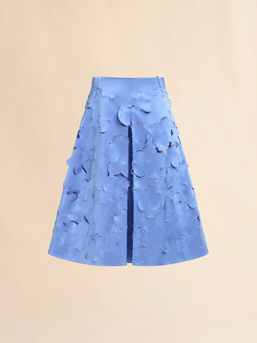 Indigo duchess silk flared skirt with cut-out details - Skirts