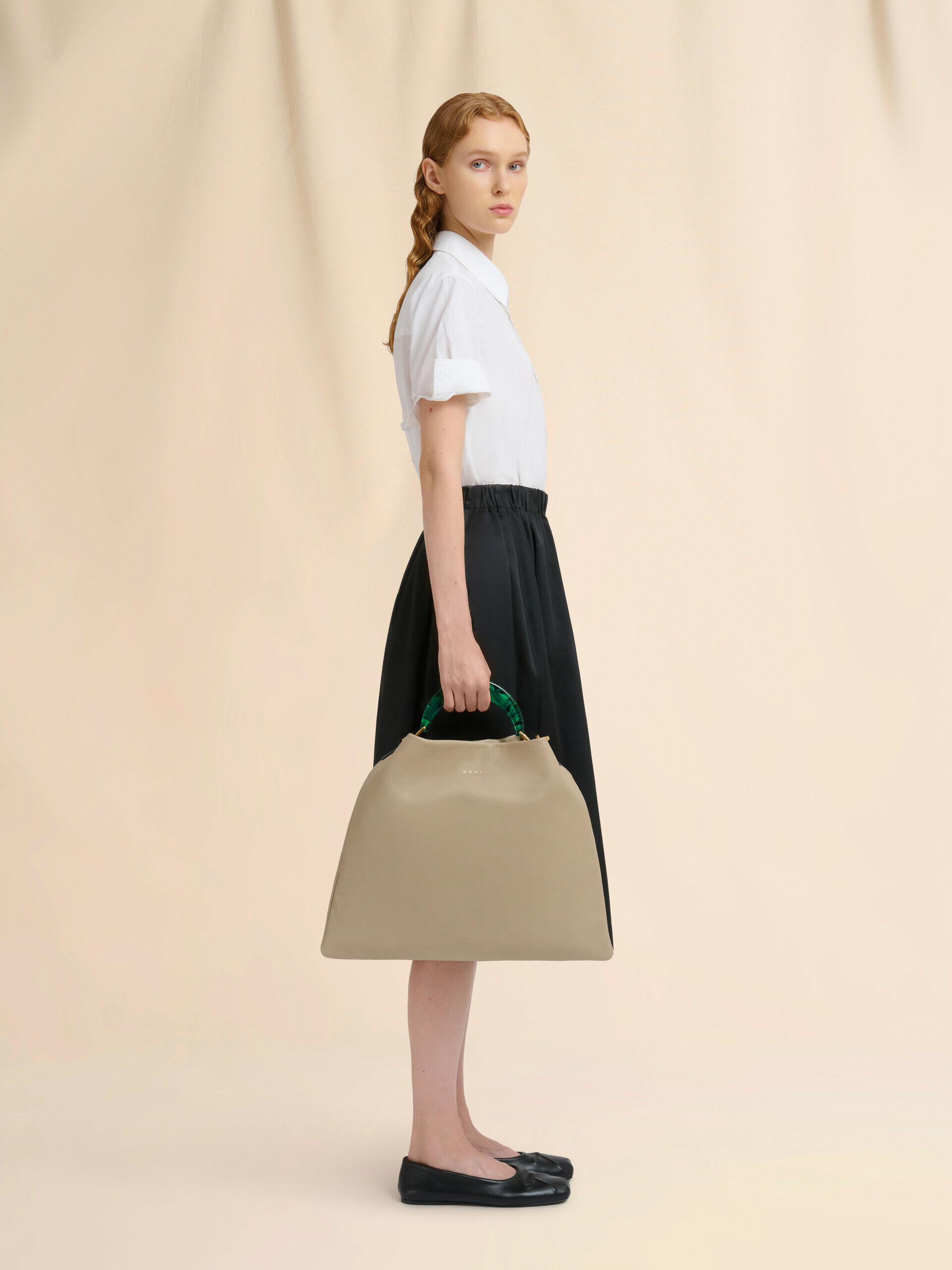 ベージュ レザー製Veniceミディアムバッグ | Marni