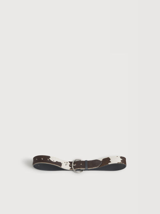 White and brown cow ponyhair belt - Belts