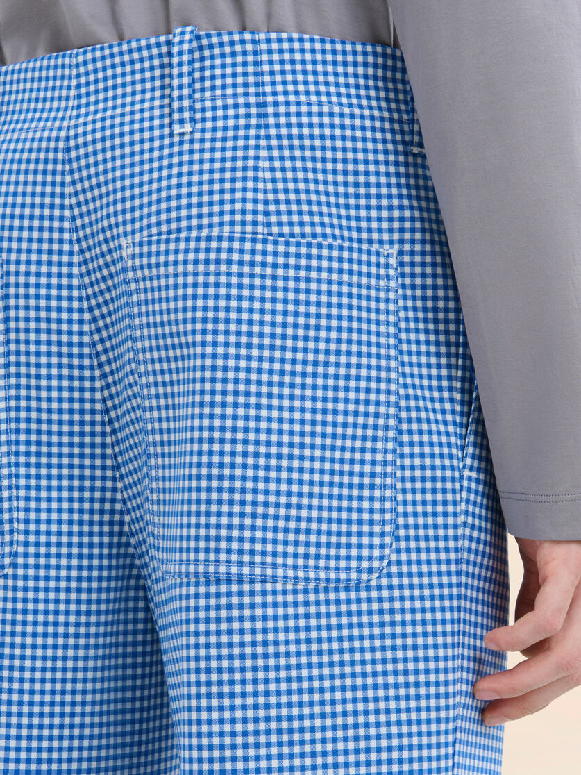 Light blue and white wool blend gingham trousers - Pants - Image 4