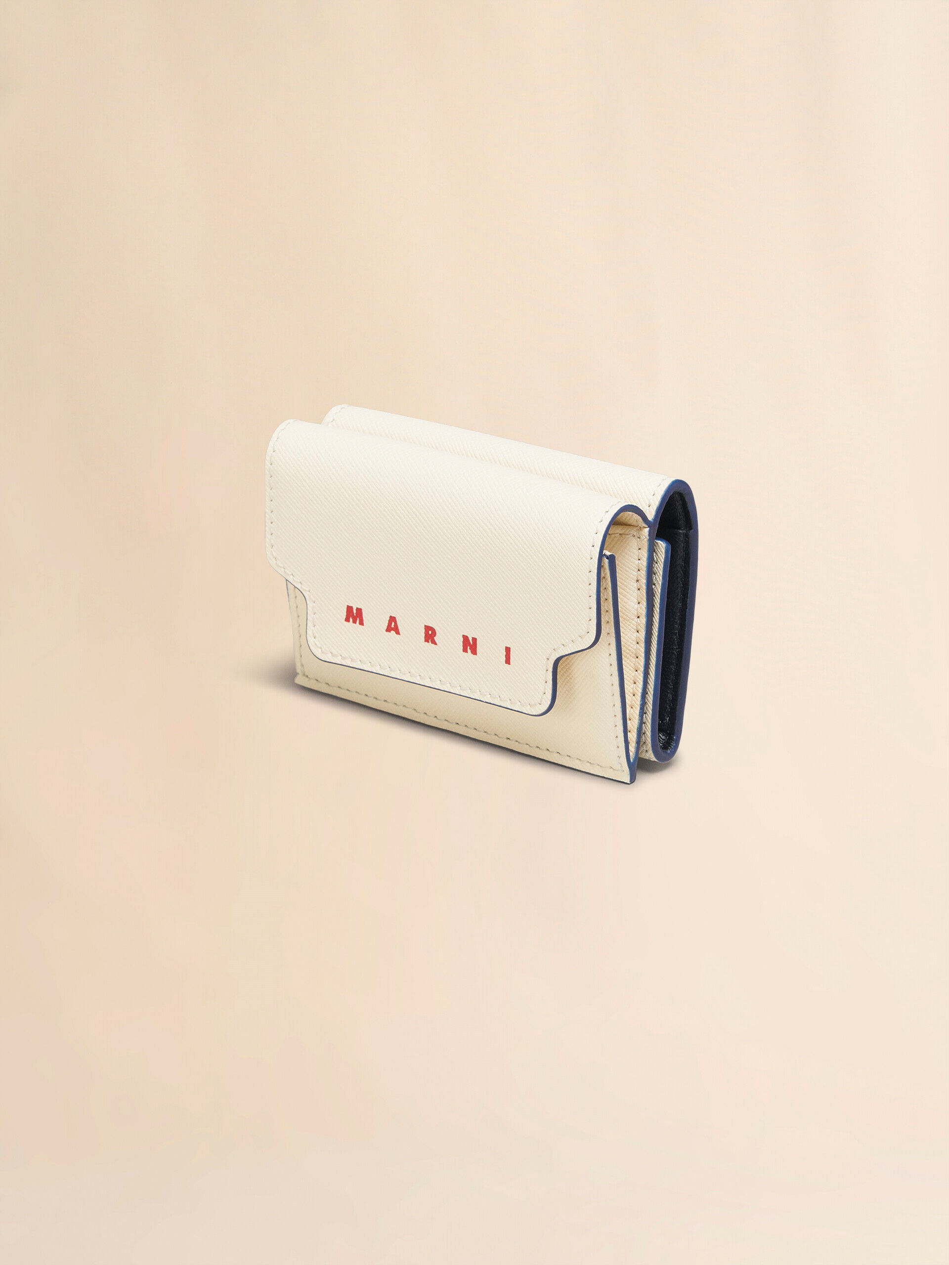 MARNI 三つ折り財布 グリーン、ホワイト、ブラウン サフィアーノレザー ホワイト サフィアーノレザー三つ折りウォレット | Marni