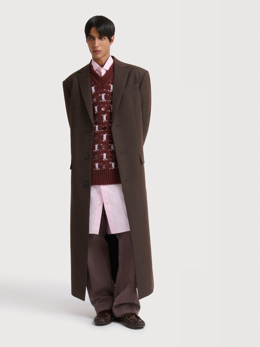 Beige wool super-longline coat, Image 2