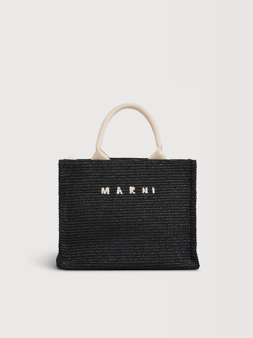 Black raffia-effect Small Tote Bag - Shopping Bags