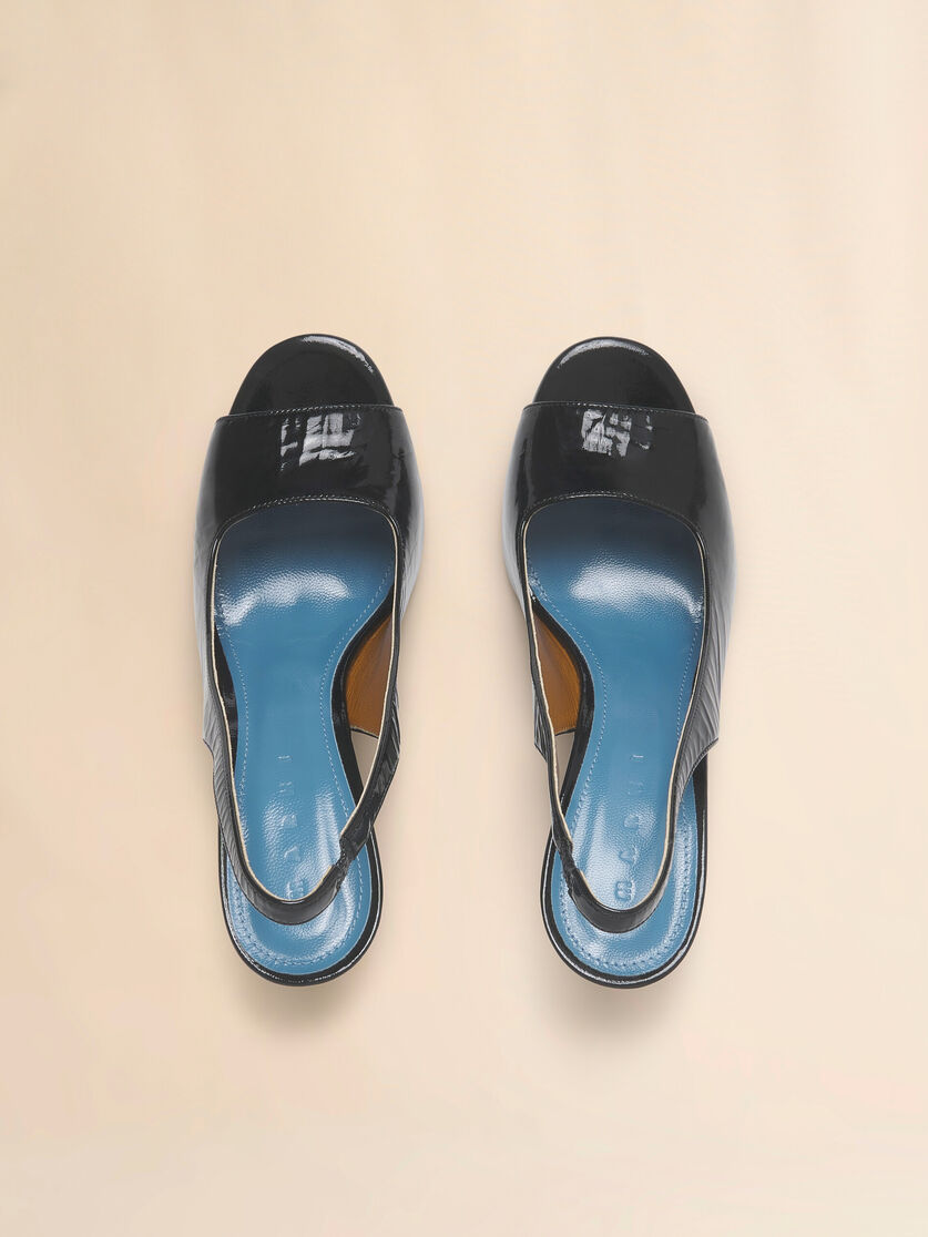 Black leather heeled slingback, Image 4