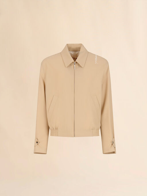 Cream light wool jacket with collar - Jackets