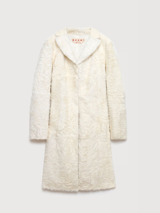 White wavy lamb fur coat - Coats