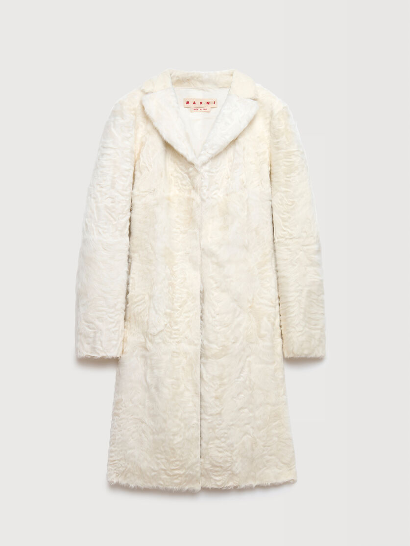 White wavy lamb fur coat, Image 1