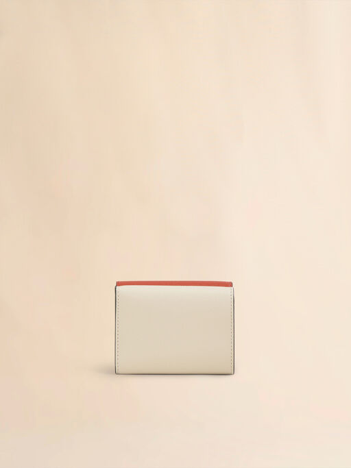 オレンジ ベージュ ブルー サフィアーノレザー製 三つ折りウォレット - 財布