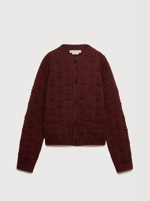 Brown fisherman wool-cashmere cardigan - Pullovers