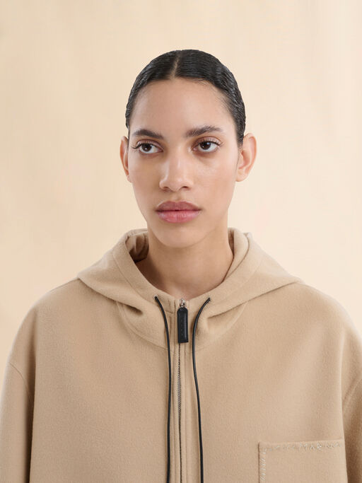 Parka in lana-cashmere beige con ricamo Marni Mending - Giacche
