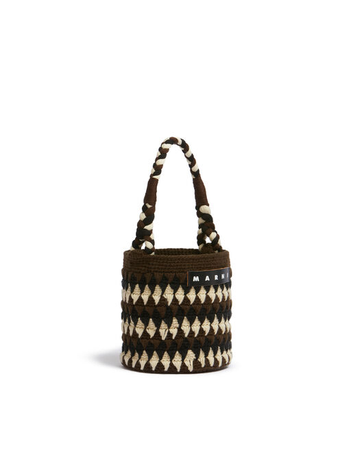 ブラウン クロシェ Marni Market Chessboardバッグ - ショッピングバッグ
