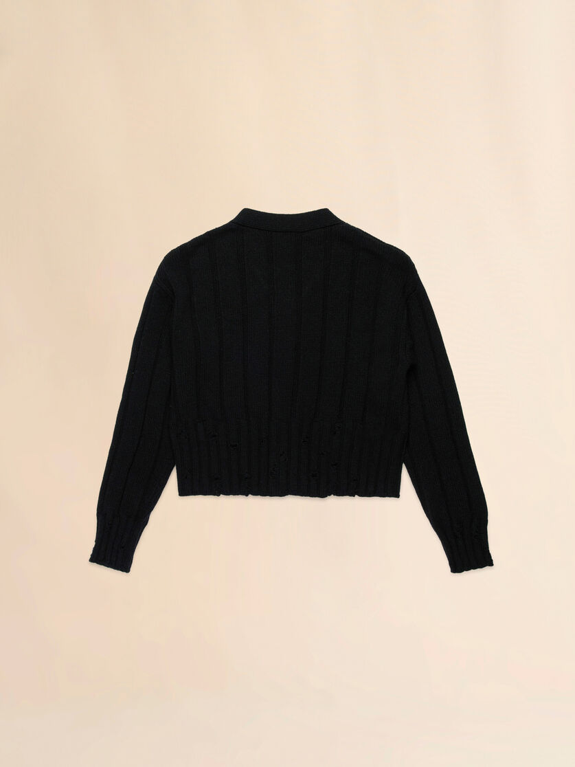 Black viscose blend cardigan with Marni Mending logo - Knitwear - Image 2