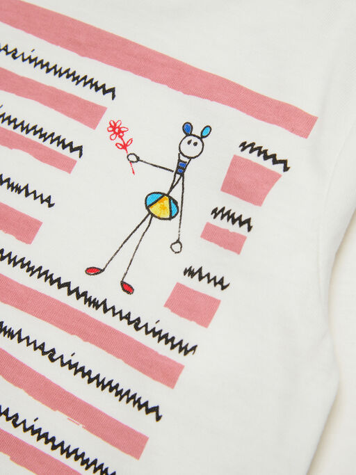 Off-white cotton long-sleeved T-shirt with Fiorellini/Stecchini print - T-shirts