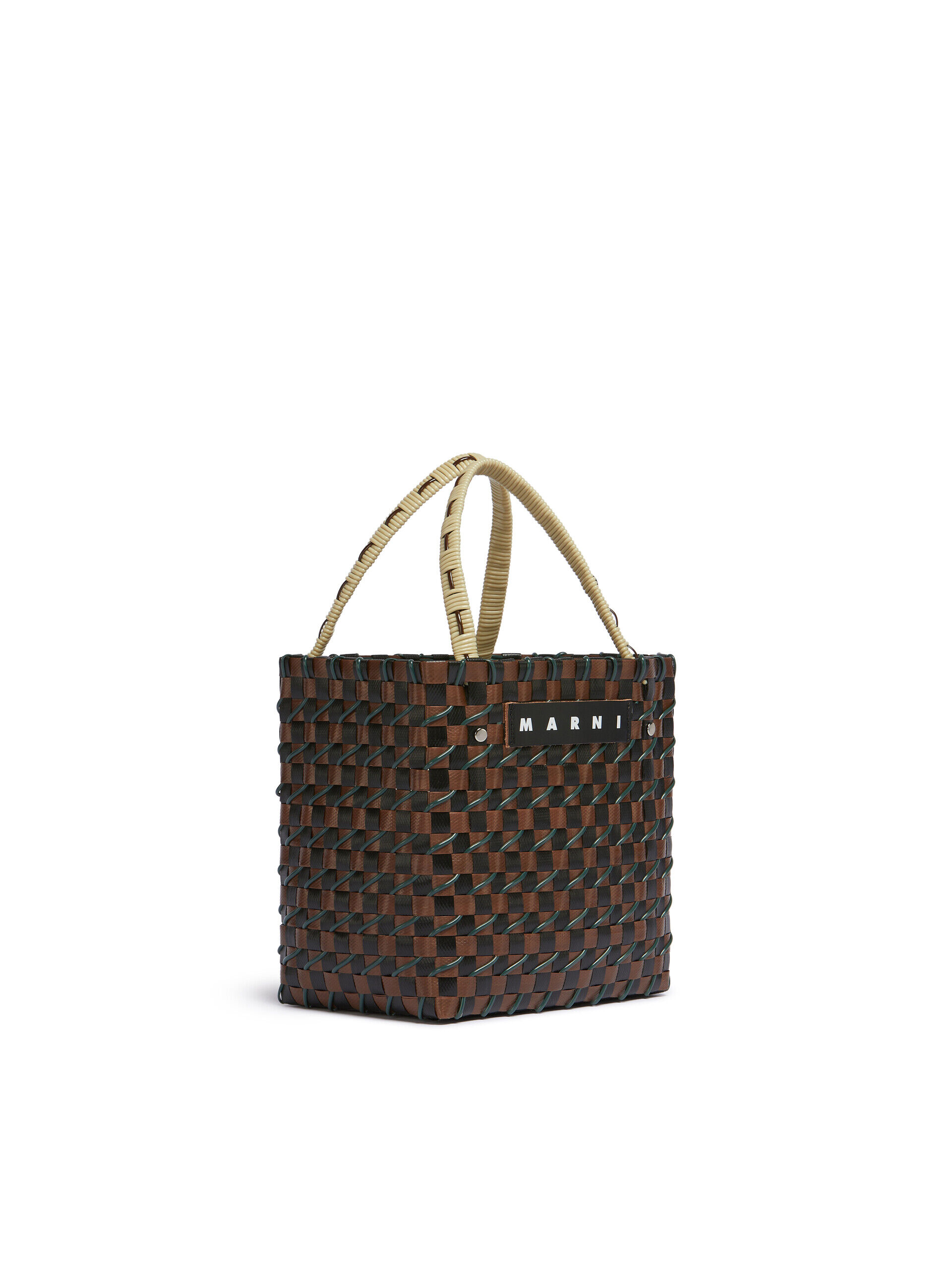 MARNI MARKET ‐ ミニバスケットバッグ シガーブラウン ブラウン MARNI MARKET Diagonal Cable ミニ バスケットバッグ
