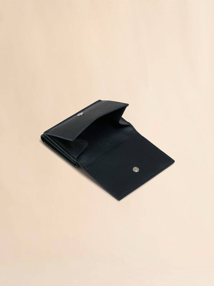 Black leather trifold wallet with Marni mending | Marni