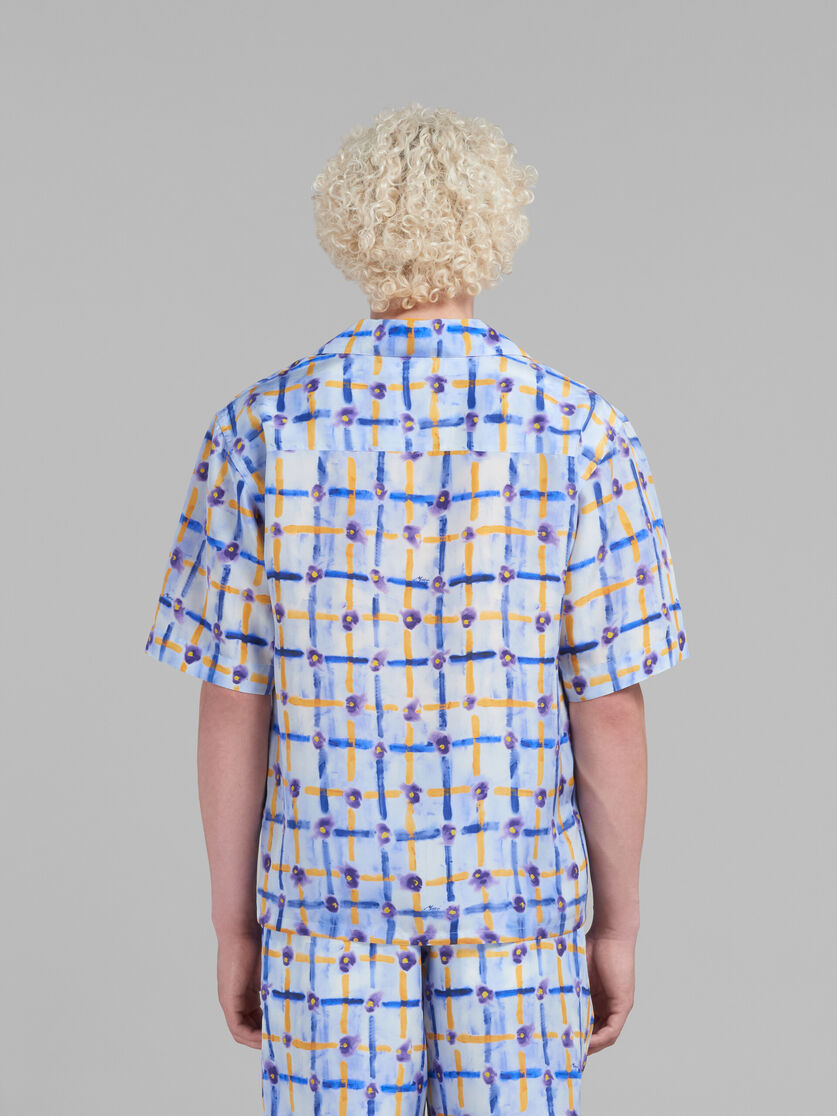 Light blue Habotai silk bowling shirt with Saraband print - Shirts - Image 3
