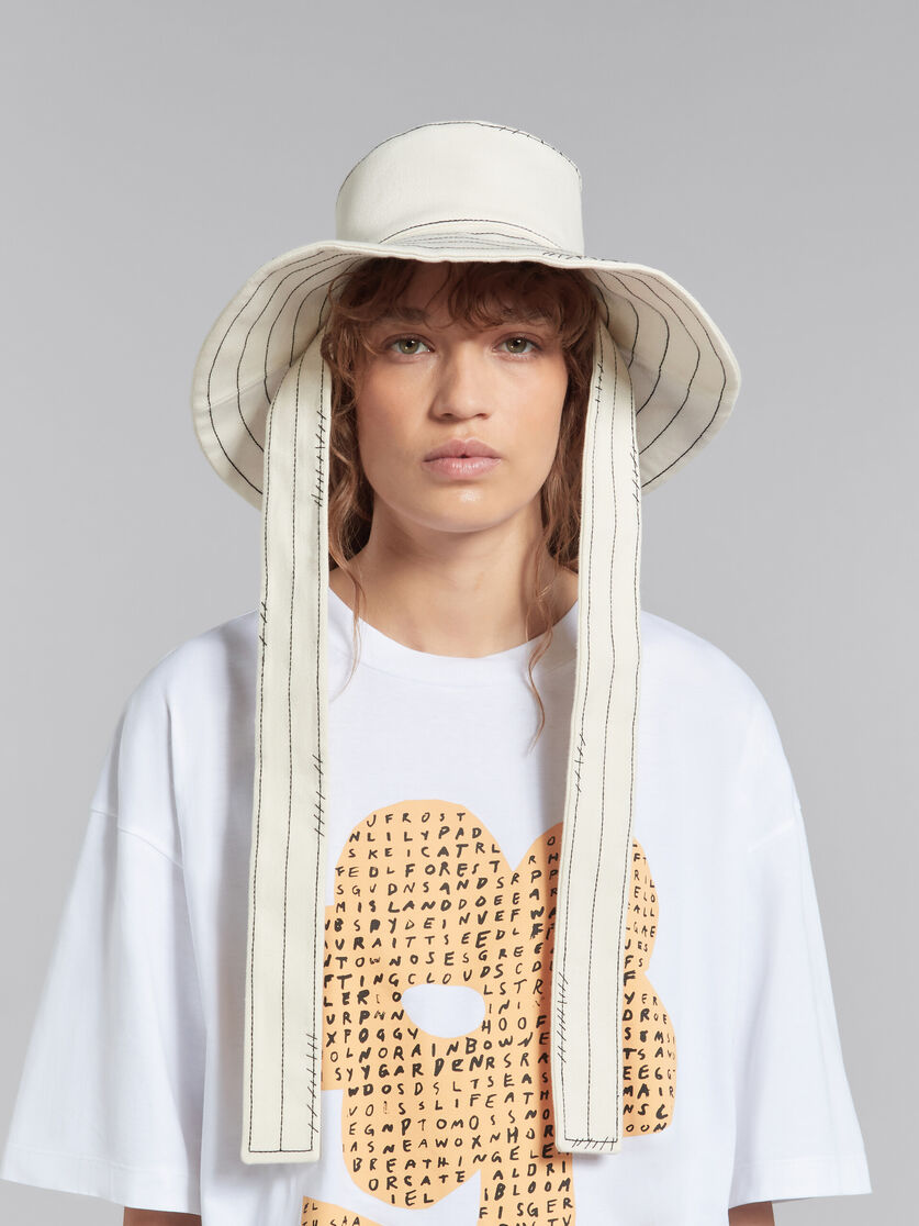 Ecru bio denim bucket hat with straps - Hats - Image 2