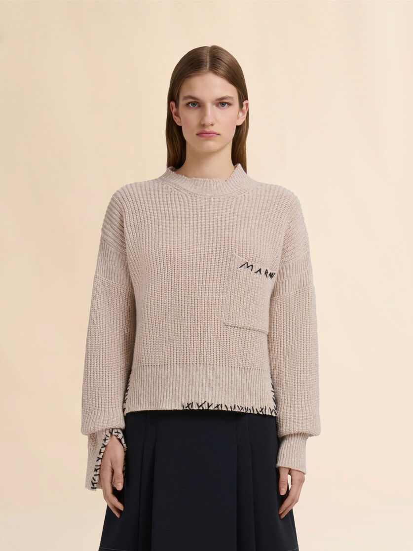 Oat mouliné wool jumper with Marni Mending - Pullovers - Image 2