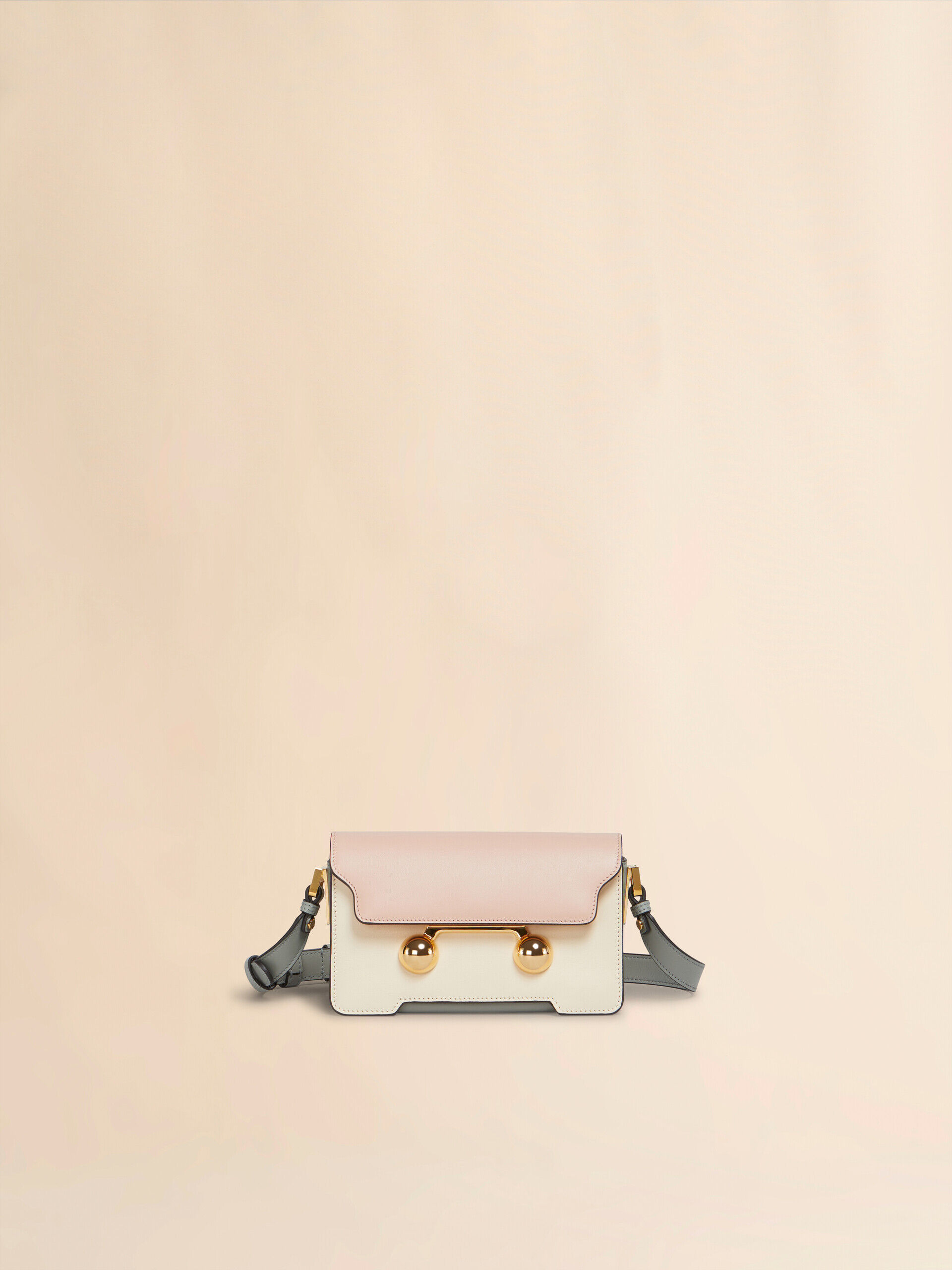 Light pink, white and grey leather Trunkaroo Mini shoulder