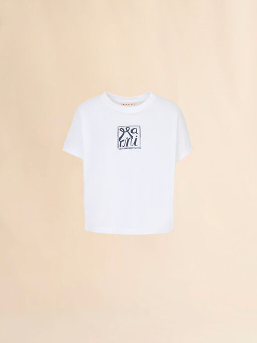 Marni Frameロゴ ホワイト コットンコクーンTシャツ - Tシャツ