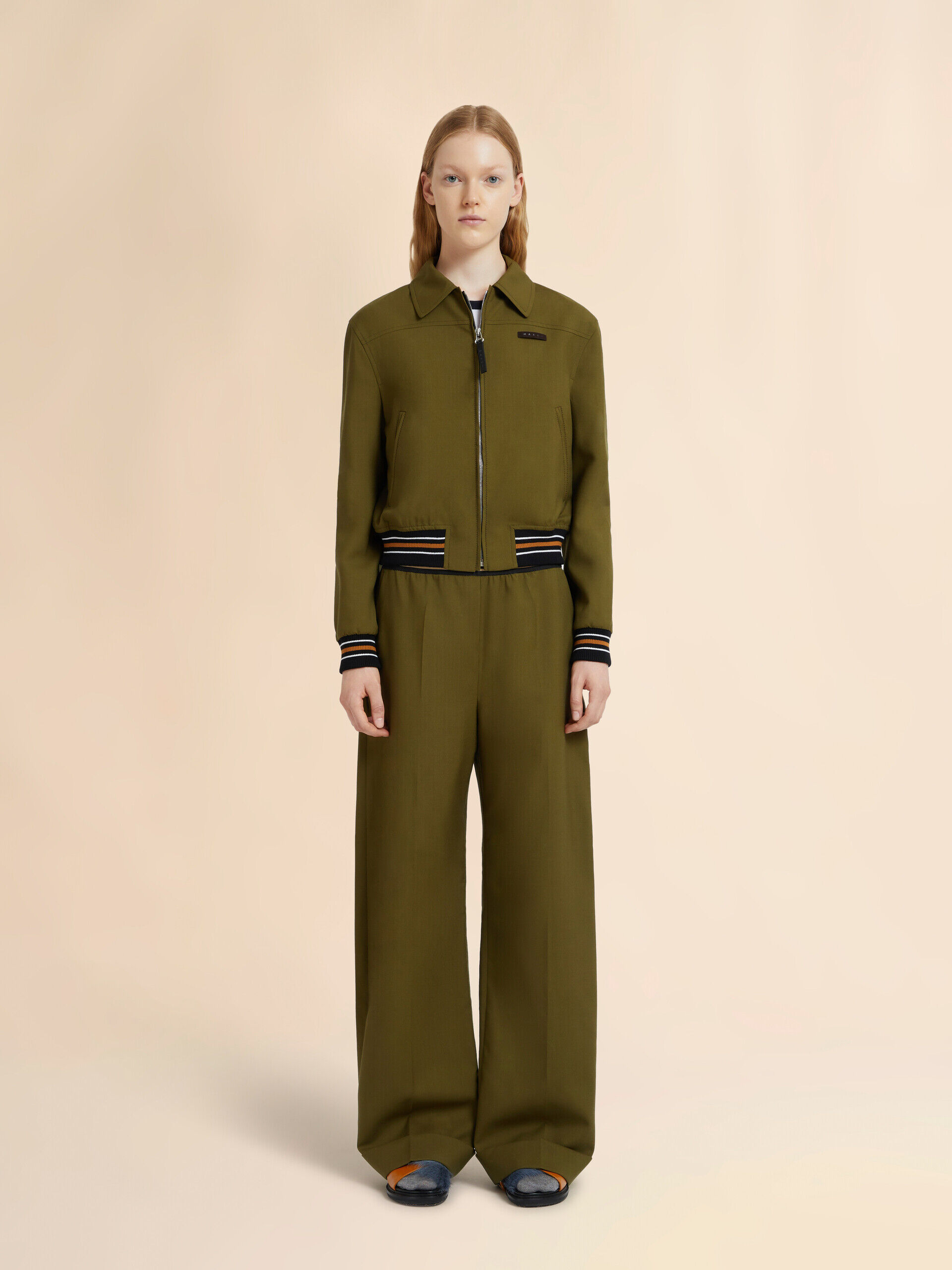 Green tropical wool bomber jacket | Marni