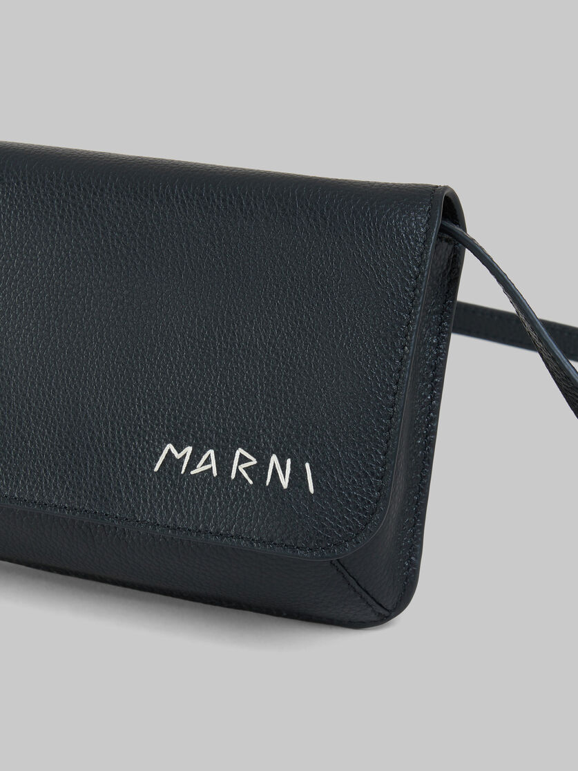 Black leather shoulder bag with Marni Mending | Marni