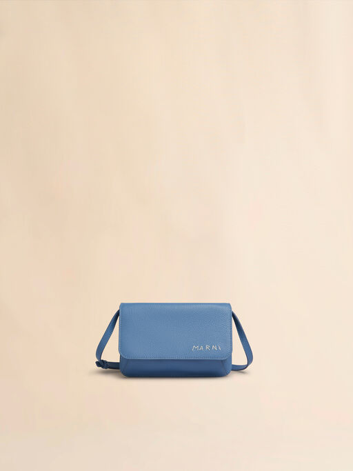 Blue leather shoulder bag with Marni Mending - Pochettes