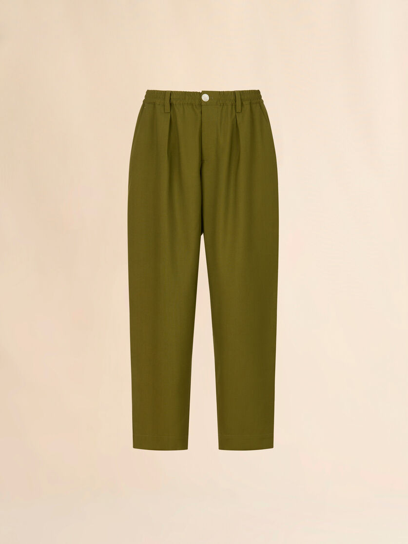 グリーン トロピカルウール製ルーズパンツ, Image 1