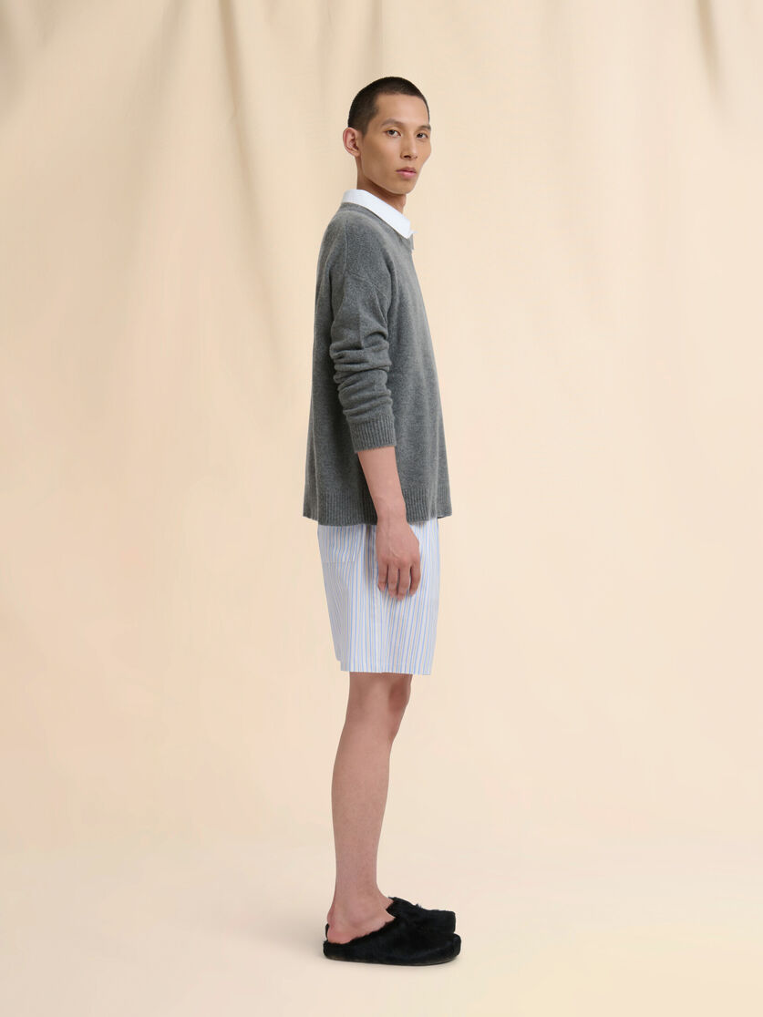 Light blue striped poplin Bermuda shorts - Swimwear - Image 5