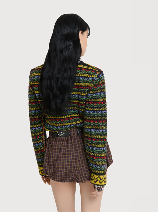 Black Shetland wool sweater with Fairisle motif - Pullovers