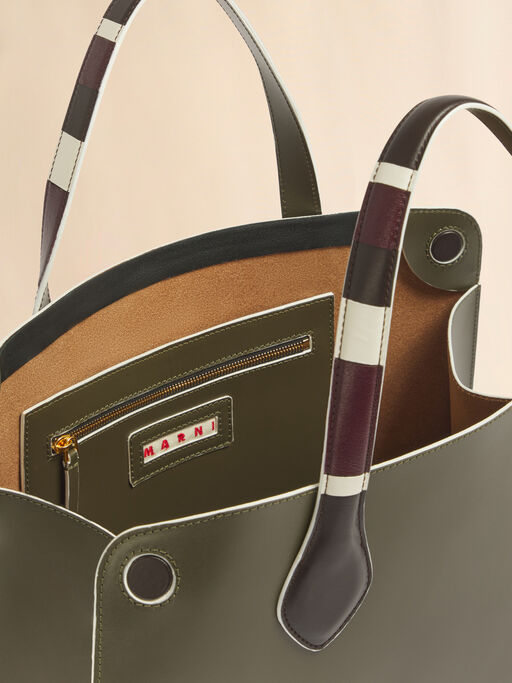 Green leather Overlap medium handbag - Handbags